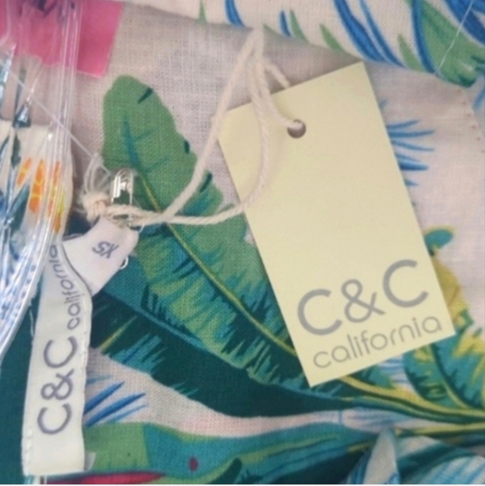 C&C Calfornia Tropical Cropped Jacket or Crop Top Xs - Picture 3 of 7